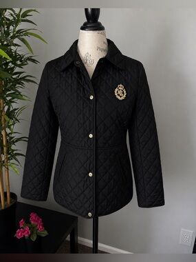Ralph Lauren size medium women black Quilted Crest lightweight vintage